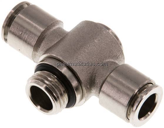 Kompakt-Steckanschluss, T-Stück, einfach, Messing vernickelt