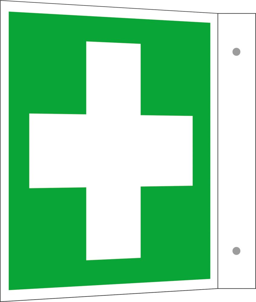 Hinweisschild Alu B200xH200 mm Fahne Erste Hilfe langnachleuchtend