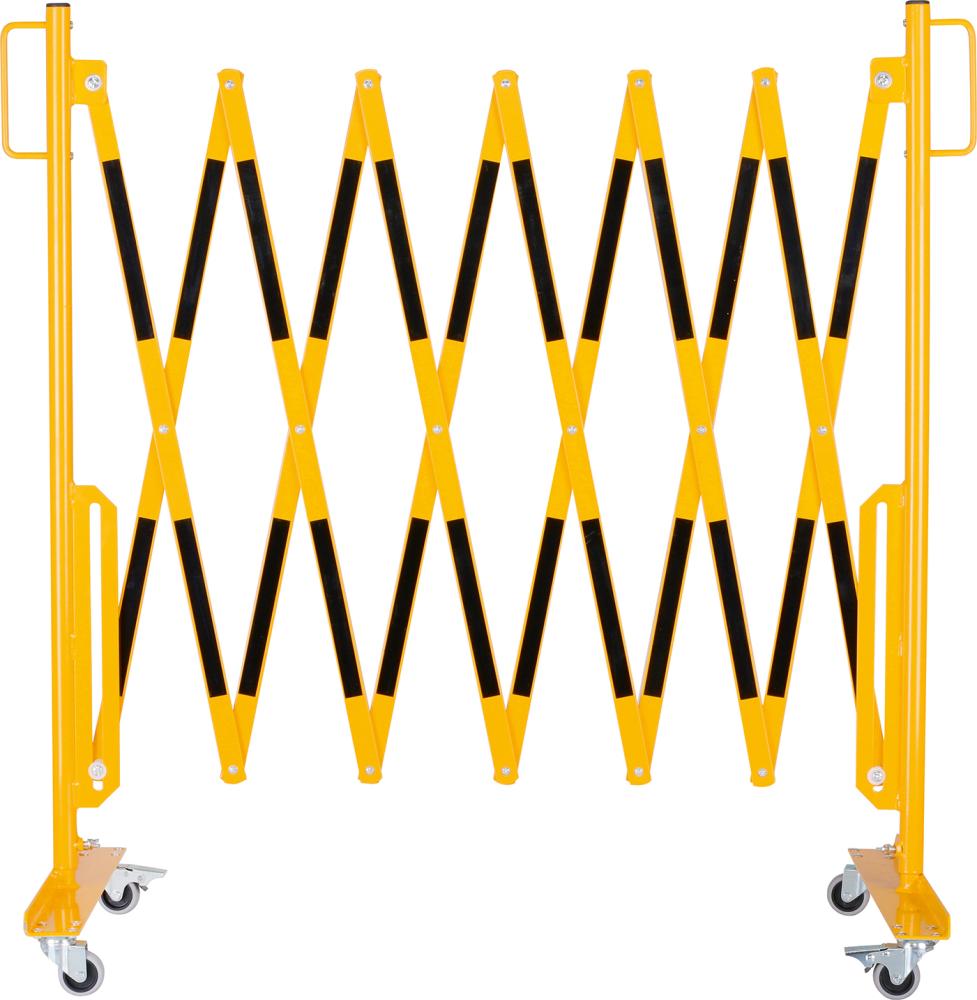 Scherengitter H 1050mm, L bis 3600mm gelb/schwarz mit Rollenfüße