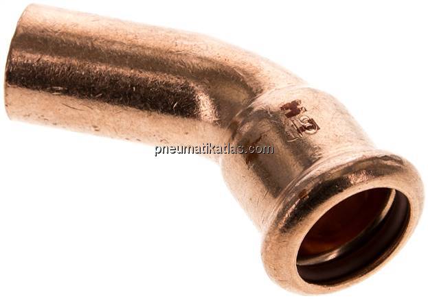 Pressfitting, 45° Bogen, 18mm i/a, Kupfer / Kupferlegierung