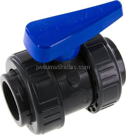 Kugelhahn, PVC-U / EPDM, Rp 1-1/2" (Wasserausführung)