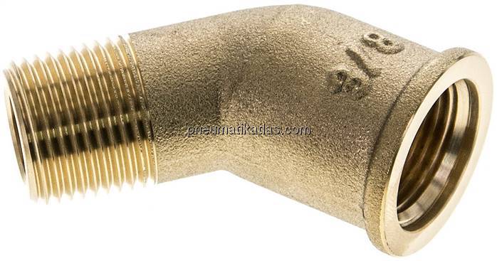45°-Einschraubwinkel Rp 3/8"(IG)-R 3/8"(AG), Messing