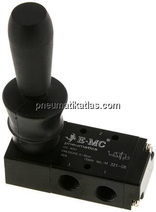 3/2-Wege Handhebelventil, Raste, G 1/8"