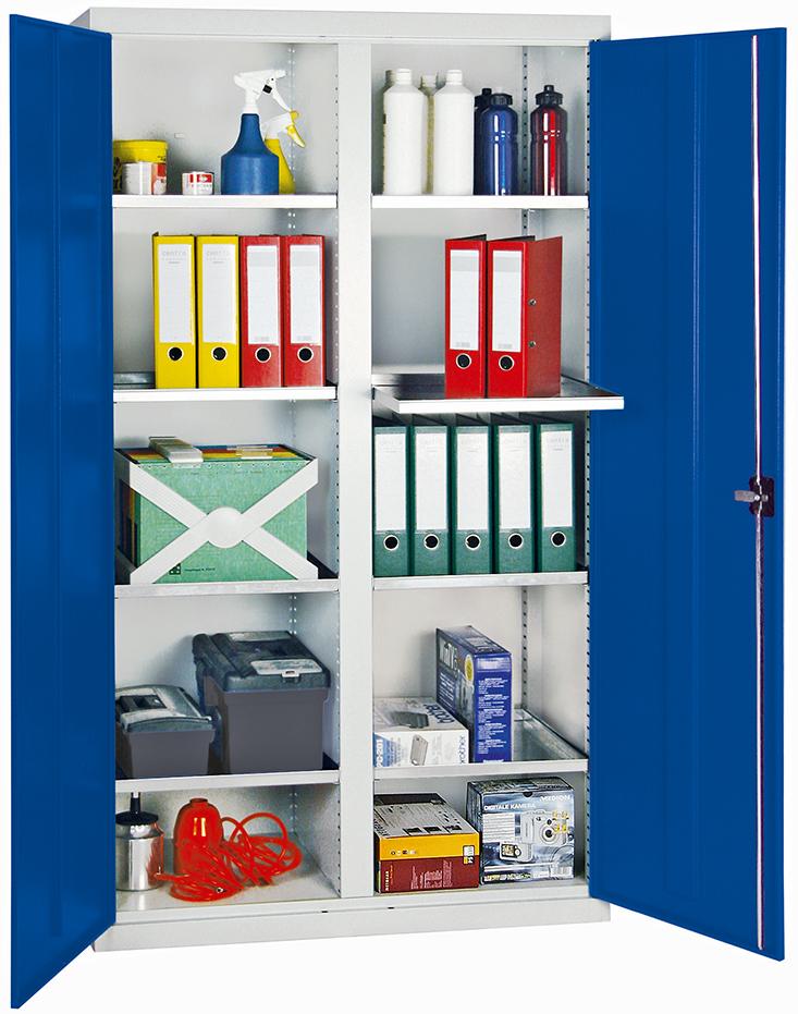 Werkzeugschrank B1000xT500xH1800 mm RAL 7035/5010 8 Wannenböden