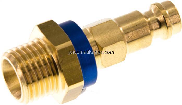 Kupplungsstecker (NW5) G 1/4"(AG), blau, Sechseck SW10