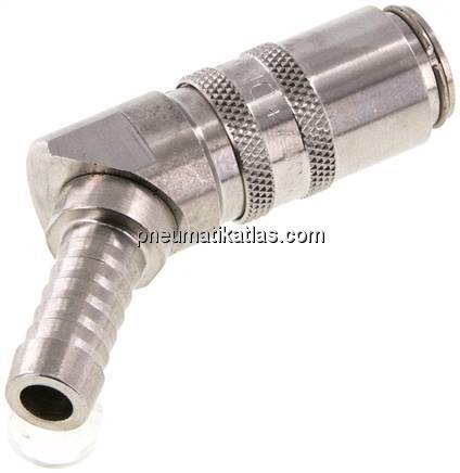 Temperierkupplungsdose (Winkel 45°) 9mm Zapfen, 9 (3/8")mm Schlauch