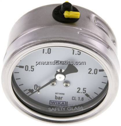 Chemie-Manometer waagerecht, 63mm, 0 - 2,5 bar