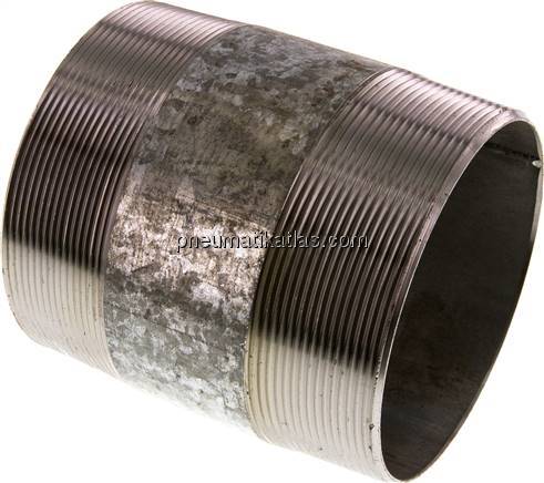 Rohrdoppelnippel R 4"-120mm, Stahlrohr ST 37 verzinkt