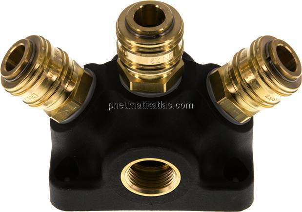 Wanddose mit G 1/2" (IG) und 3 Standard-Kupplungsdosen NW7,2