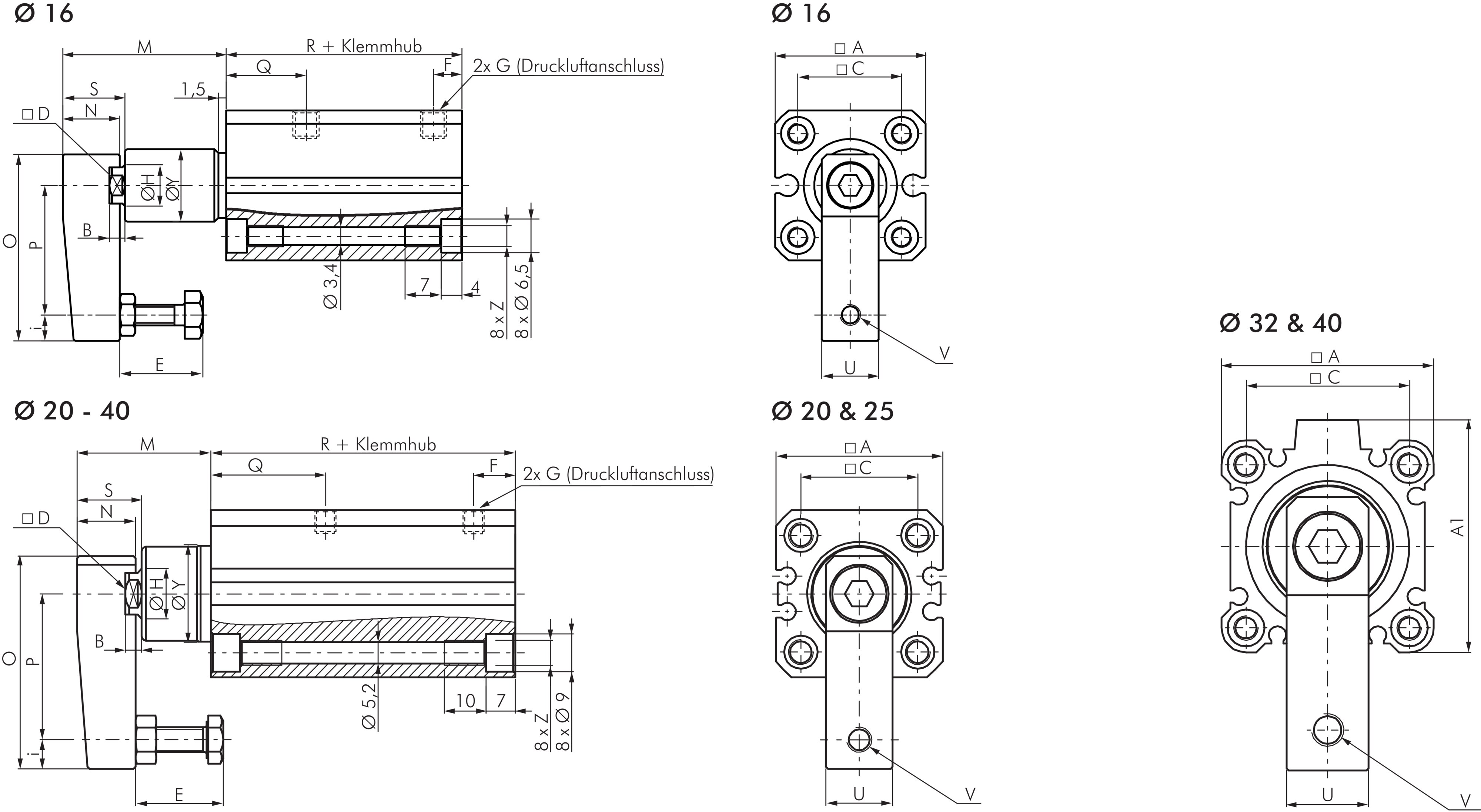 Zeichnung: Schwenk-Klemmzylinder
