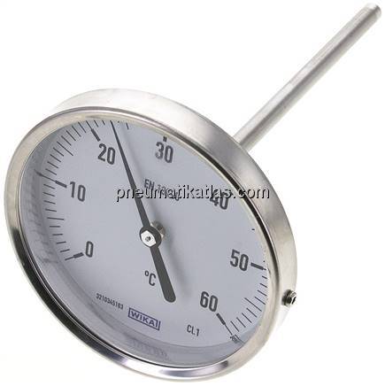 Bimetallthermometer, waagerecht D100/0 bis +60°C/160mm