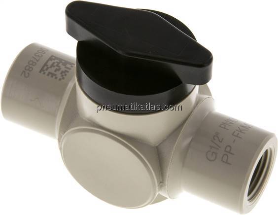 Kugelhahn, Polypropylen, G 1/2", PN 10