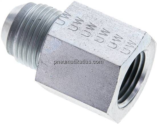 Reduziernippel UNF 7/8"-14(JIC-AG)-NPT 1/2"(IG), Stahl verzinkt
