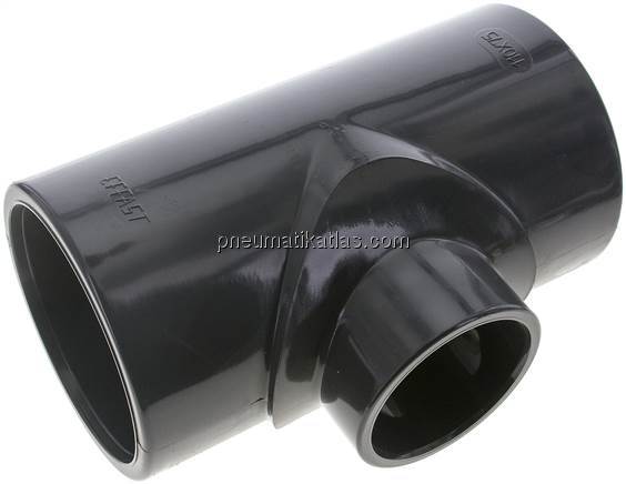 Klebemuffen-T-Stück, reduziert, PVC-U, 110x75x110mm