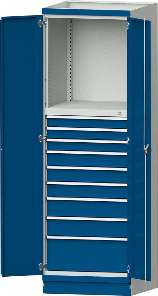Modulschrank Modell 4006 B715xT720xH2200mm RAL 7035/5012 9 Schubladen