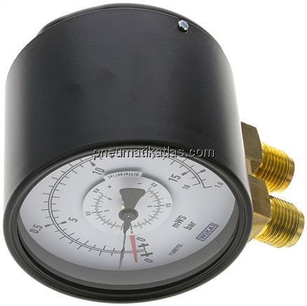 Differenzdruck-Manometer senkrecht, 100mm, 0 - 1,6 bar