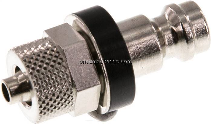 Kupplungsstecker (NW5) 6x4mm Schlauch, Messing vernickelt