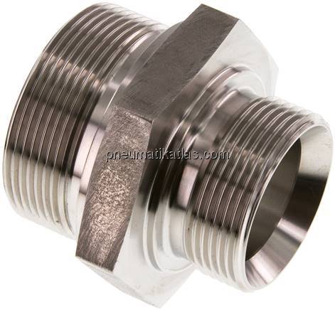 Hydraulik-Doppelnippel G 2"-G 1-1/2", 1.4571