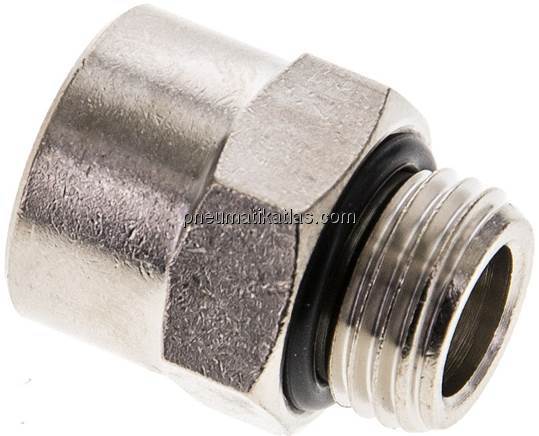 Gewindeverlängerung G 1/4"-15,4mm, Messing vernickelt (Elastomerabdichtung)