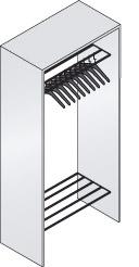 Offene Garderobe B954xT480xH1950 mm RAL 7035 10 Bügel CP