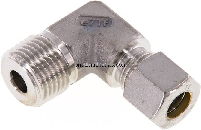 Winkel-Schneidringverschraub. R 1/2"-10 L (M16x1,5), Klemmring 1.4571 (NC)