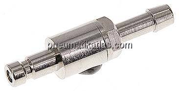 Kupplungsstecker (NW2,7) 4mm Schlauch, Messing vernickelt