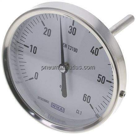 Bimetallthermometer, waagerecht D100/0 bis +60°C/100mm