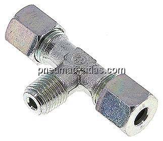 T-Schneidringverschraubung M 14x1,5 (konisch)-8 S (M16x1,5), Stahl verzinkt