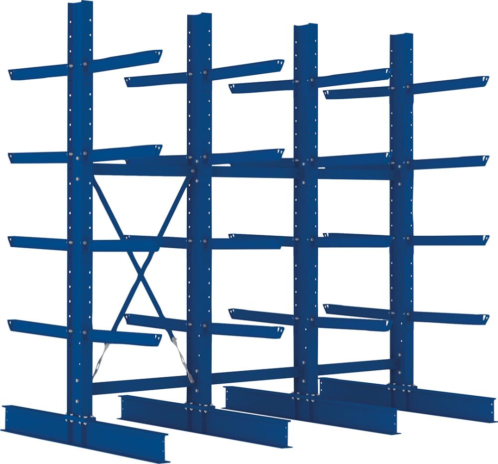 Kragarmregal Heavy B3090xT2x800xH3000 mm doppelseitig RAL 5010 5 Ebenen Traglast 2520kg