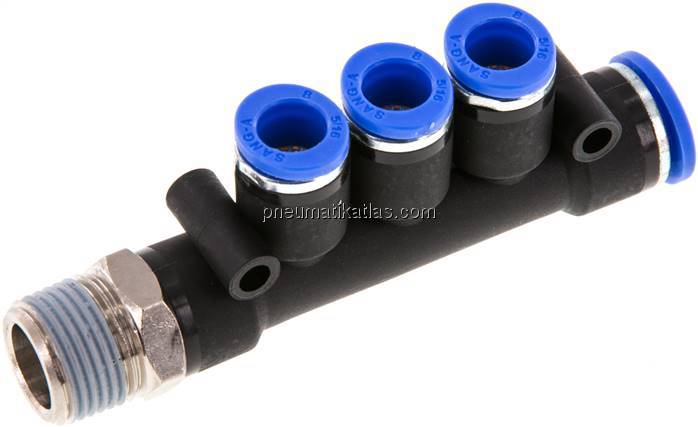 Steckanschluss-Mehrfachvert. R 3/8"-10mm-8mm, IQS-Standard