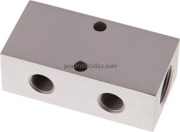 Verteilerleiste 2x G 1/2"-4x G 1/4", Aluminium eloxiert