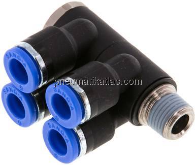 Steck-Mehrfachverteiler, 4-fach R 1/8"-6mm, IQS-Standard