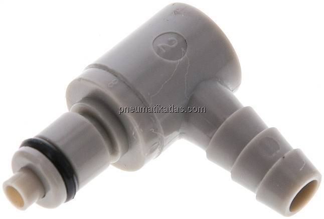 Winkel-Kupplungsstecker (MC) mit Schlauchtülle, Polypropylen (grau)