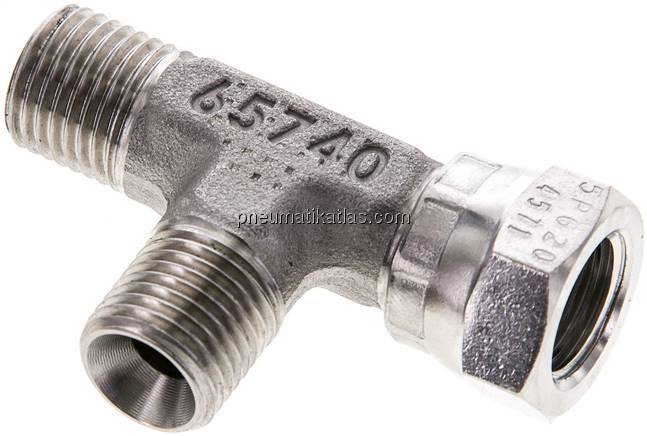 LTE-T-Stück, 60°-Kegel, G 1/4"(AG/IG), V4A