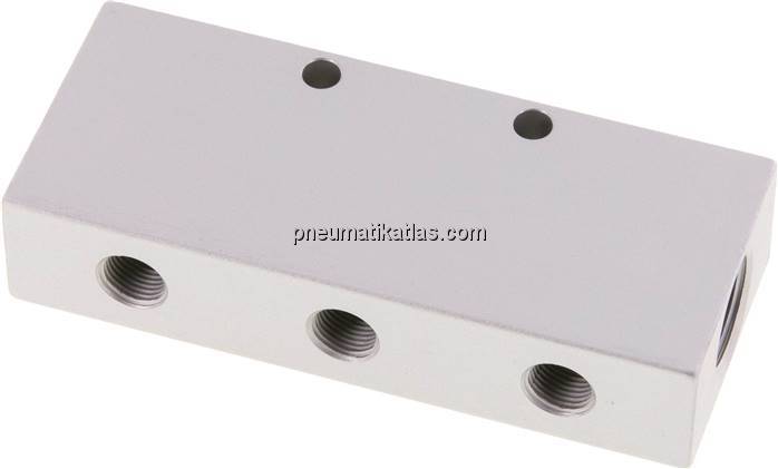 Verteilerleiste 2x G 3/8"-6x G 1/8", Aluminium eloxiert