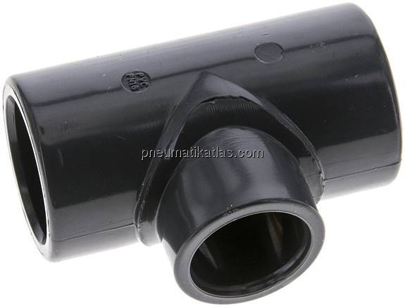 Klebemuffen-T-Stück, reduziert, PVC-U, 32x25x32mm