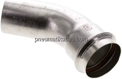 Pressfitting, 45° Bogen, 54mm i/a, Edelstahl