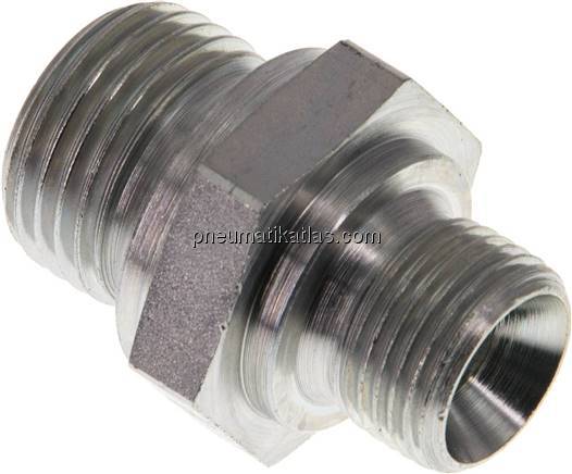 Hydraulik-Doppelnippel G 1/2"-G 3/8", Stahl verzinkt