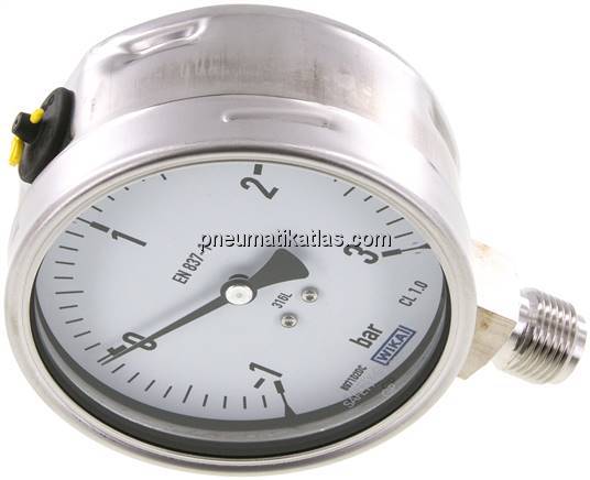 Chemie-Manometer senkrecht, 100mm, -1 bis 3 bar