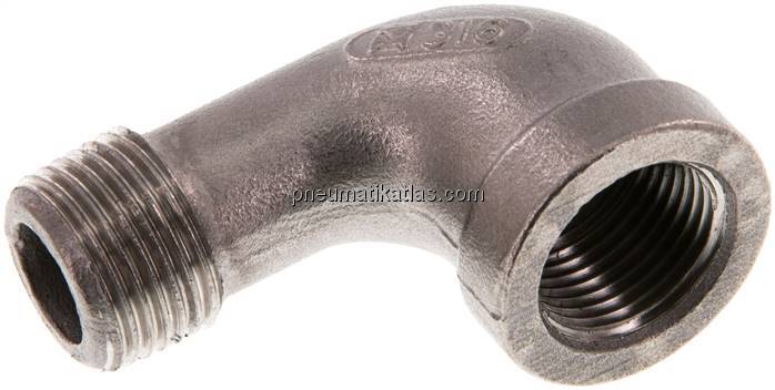 90°-Einschraubwinkel Rp 3/8"(IG)-R 3/8"(AG), 1.4408