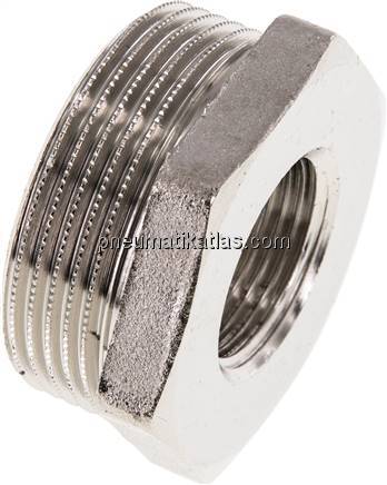 Reduziernippel G 1-1/2"(AG)-G 3/4"(IG), Messing vernickelt