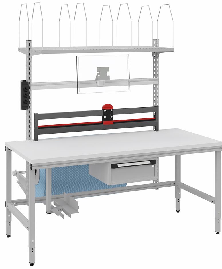 Verpackungstisch OK-V6 B1685xT800xH718-1018 mm manuell verstellbar Tischplatte Melamin