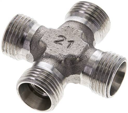 Kreuz-Schneidringverschraubung 12 L (M18x1,5), ohne Mutter & Schneidring, 1.4571