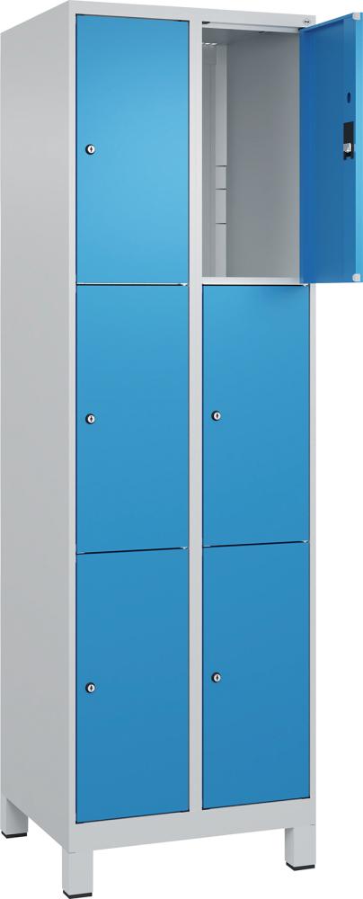 Fächerschrank mit Füßen B600xT500xH1950 Korpus RAL 7035 LichtgrauTüren RAL 5012 Lichtblau