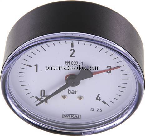 Manometer waagerecht, 80mm, 0 - 4 bar