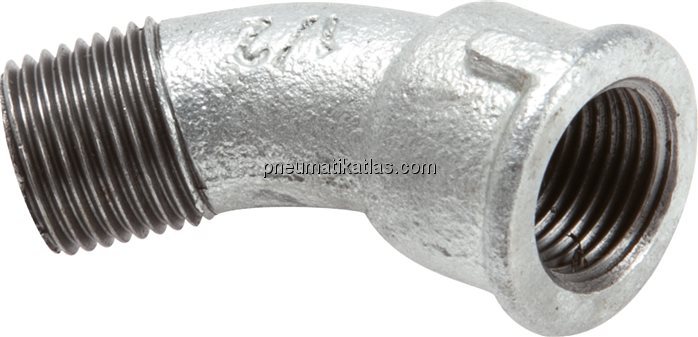 Exemplarische Darstellung: Bogen 45° mit Innen- un