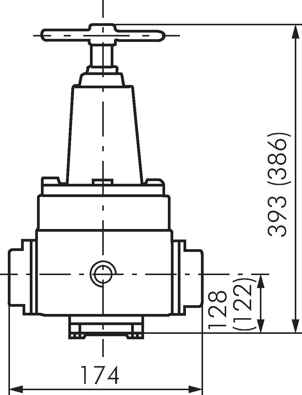 Zeichnung: Druckregler (Solid), Werte in Klammern 