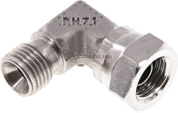 90°-Einschraubwinkel, 60°-Kegel, G 1/4", V4A