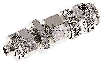 Schott-Kupplungsdose (NW5) 8x6mm Schlauch, Messing vernickelt