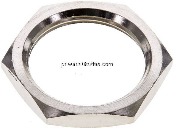Sechskant-Gegenmutter M 34x2, Messing vernickelt